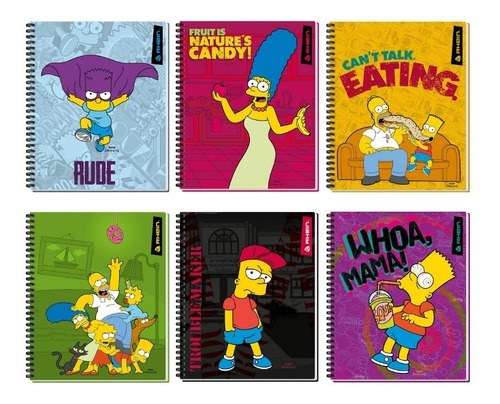 Cuaderno Universitario Los Simpsons 100h Pack 5 Uni. Rhein