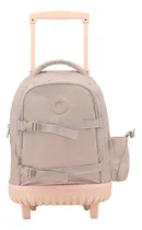 Comprar Mochila Con Carro Ruedas Escolar Mochilas Carrito Escolares Color Nude Diseño De La Tela Influencer