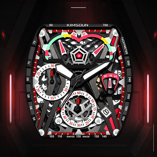 Relojes De Cuarzo Kimsdun Fashion Con Calendario Luminoso Color De La Correa Red/black