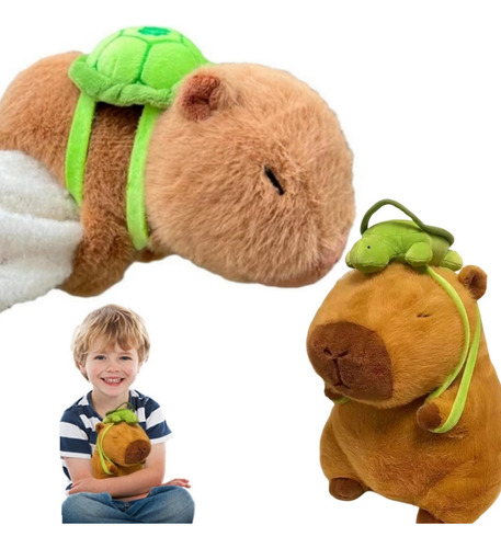 Boneca De Pelúcia Infantil Capivara De 2 Peças Com Mochila