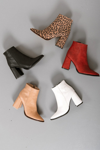Botas Mujer Botinetas Taco Alto Eco Cuero Punta Fina Gretel