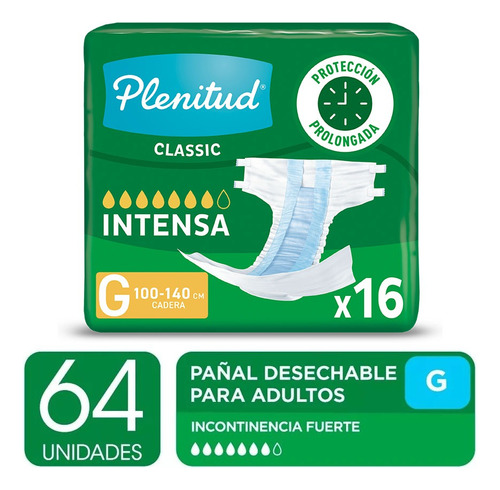 Pañal Para Adultos Plenitud Classic M Y G X 16un Pack X 4