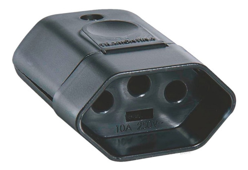 10x Plugue Tomada Fêmea 2p+t 10a 250v Preto Tramontina
