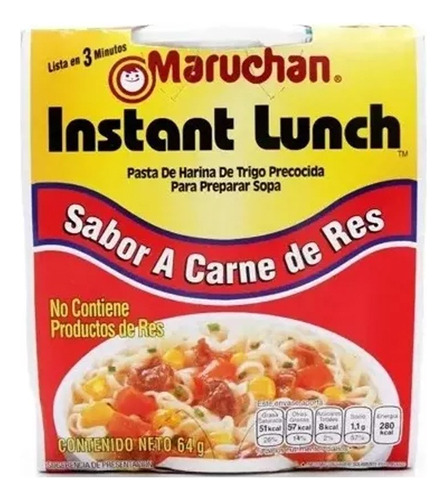 Pack Sopa Maruchan 12 Piezas Sabor Carne De Res 