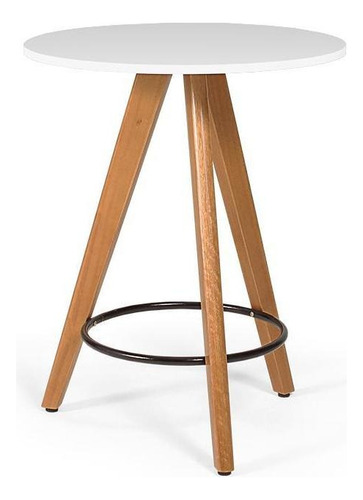 Mesa Redonda Aline 70cm Branca Com 2 Cadeiras Eames Eiffel Cor Marrom