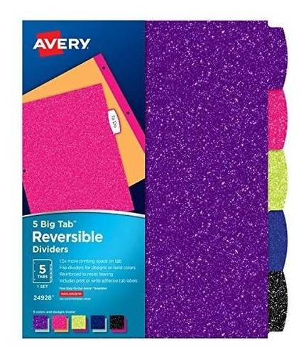 Avery Big Tab Reversibles Moda Divisores, Colores Surtidos, 