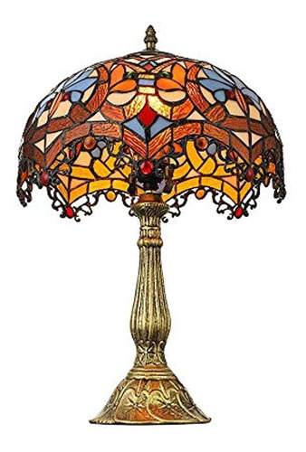 Lámpara De Mesa De Noche Victoriana Tiffany, Dorado, Litfad