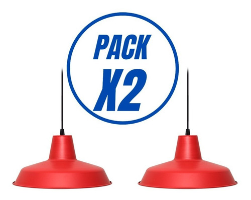 Imagen 1 de 9 de Pack X2 Lampara Colgante Campana Galponera Varios Colores