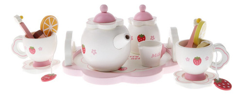 L Juego De Té De La Tarde De Madera Con Temática De Fresas