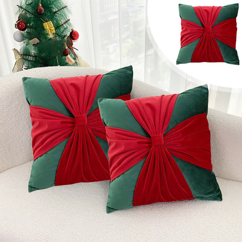 Funda De Almohada N Para Sofá Cama Navideña Con Lazo En Form