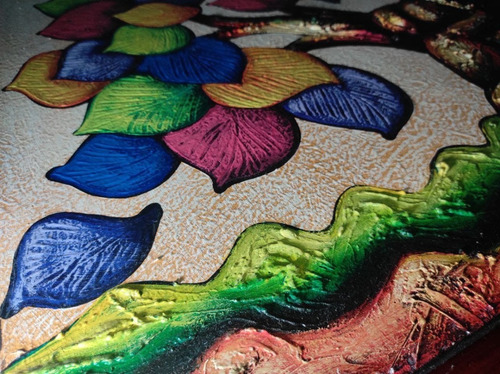 Imagen 3 de 6 de Cuadro Árbol De La Vida Abstracto Con Relieve 1mt X 80cm