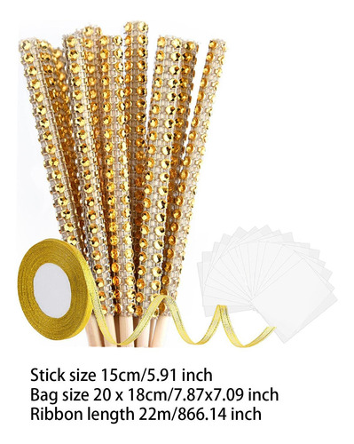 24 Palitos De De Frutas Brillantes Con Bolsitas De Oro