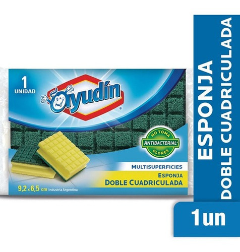 Pack X 4 Esponja Doble Cuadriculada Antibacterial Ayudin