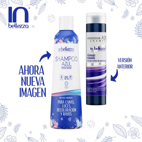 Shampoo Azul Matizador Para Canas Y Decolora Inbellezza 300g