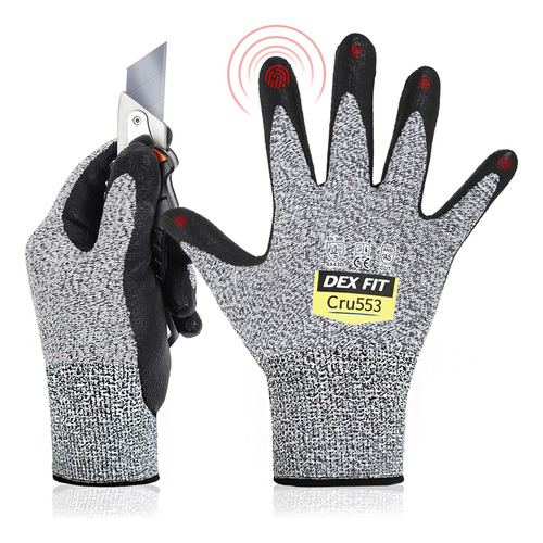 Dex Fit Cru553 - Guantes Resistentes A Cortes Nivel 5, Ajus.