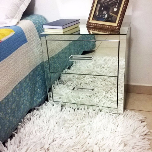 Criado Mudo Espelhado Lapidado 40x35x55 - 2 Gavetas