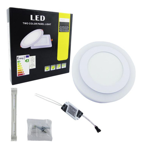 Luminaria Led Panel De 12+4 Watt Duo Luz Centro Mas Borde Bl