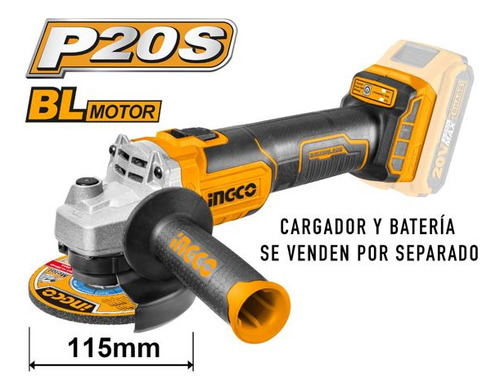 Esmeril Angular Bl Ingco P20s Inalambrico Industrial 20v/115