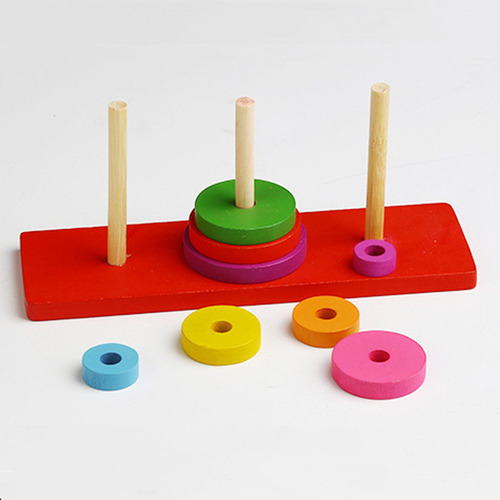 Torre Colorida De Madera De Hanoi Puzzle Brain Teaser Intell