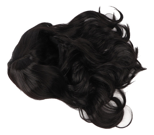 Peluca Rizada For Mujer Longitud Media Color Negro