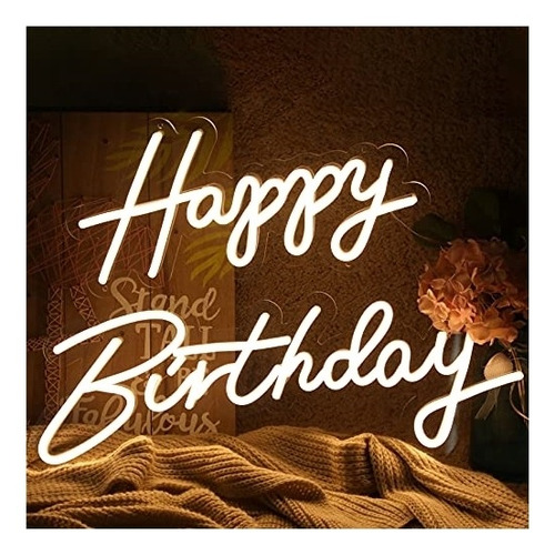 Carteles Decorativos Luminosos De Neón Grande Happy Birthday