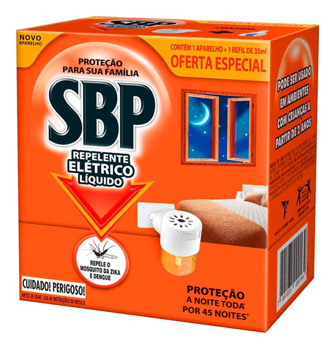 Aparelho Repelente Elétrico Líquido + Refil Sbp 45 Noites