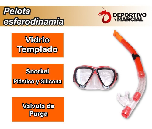 Imagen 5 de 8 de Equipo Snorkel + Mascara Luneta Silicona Buceo Con Valvula