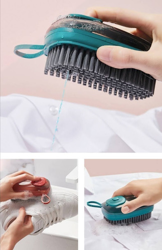 Imagen 5 de 9 de Cepillo Dispensador Jabon 3 En 1 Para Limpieza Cocina Baño