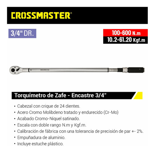 Torquímetro De Zafe Crossmaster Enc 3/4 100/600 Nm C/maletín