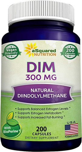 Diindolylmetano (dim) + Bioperina 300mg- 200 Capsulas 