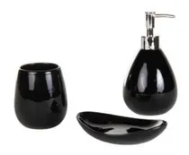 Comprar Set De 3 Accesorios Para Baño Negro - Telecompras Sc