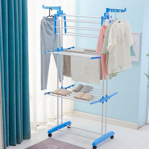 Armario vertical de acero inoxidable de 3 niveles con ruedas, plegable