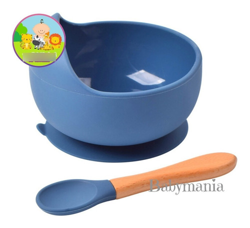 Plato Bolw O Cunco Silicona + Cuchara Ventosa Succión