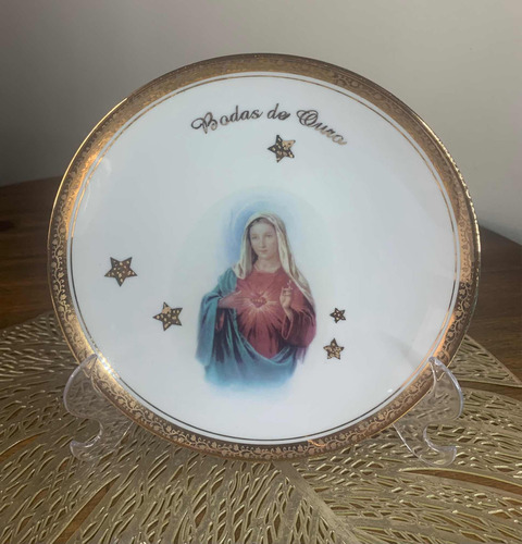 Prato Bodas De Ouro 50 Anos Sagrado Coração De Maria - 19cm