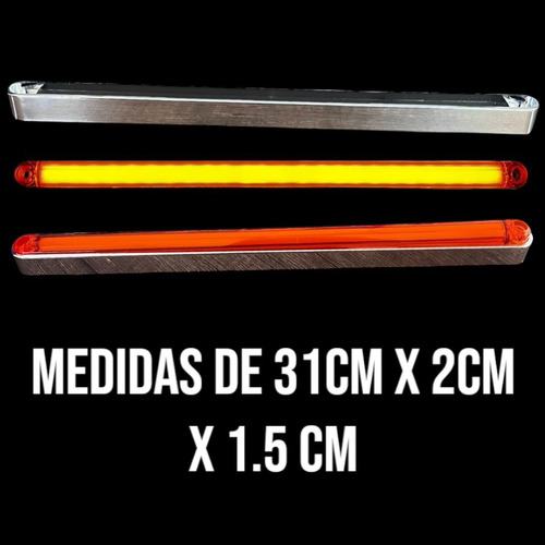 Barra De Plasma Con Bisel Cromado 2 Piezas Ambar 12v