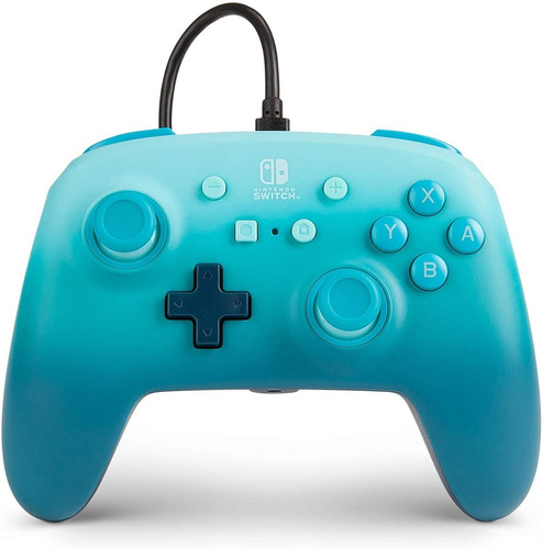 Control Alámbrico Para Nintendo Switch - Blue Aquatic Fantas Color Azul