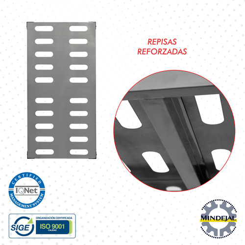 Anaquel Marimba 100% Acero Inoxidable Mindejal 90x45x180 Cm