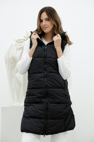 Chaleco Largo Con Capucha Y Piel Puffer Inflable Importado
