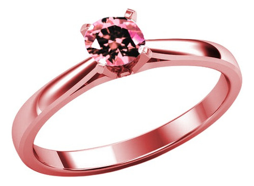 Anillo Oro Sólido 14k Certificado Diamante Rosa M. Europe