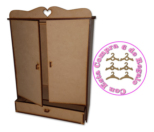 Ropero C/perchitas Para Casita De Muñecas Articulada De 29cm