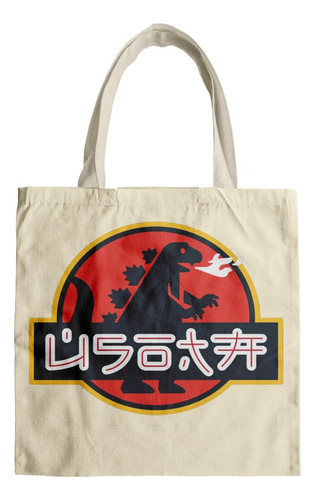 Bolsa Morral Tela Tote Bag Jurassic Park Godzilla Japonés