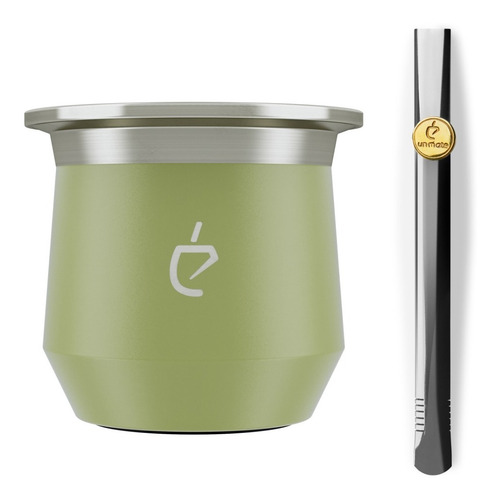 Imagen 2 de 8 de Un Mate Acero + Bombilla Acero Inoxidable + Yerbera Un Mate