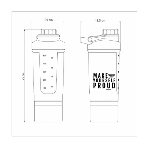 Imagen 6 de 8 de Botella Shaker Tramontina Vaso Mezclador Suplementos Deporte