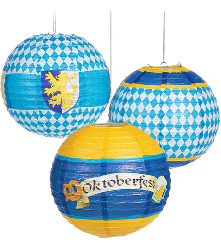 Conjunto De Decoración Oktoberfest 6 Linternas Y 2 Banderola
