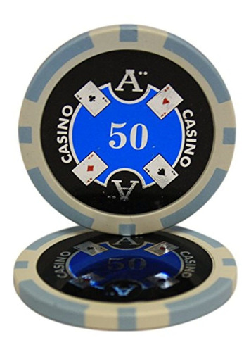 Mrc 50  50 Ace Casino Clay Composite 13.5 Gram Poker Chips