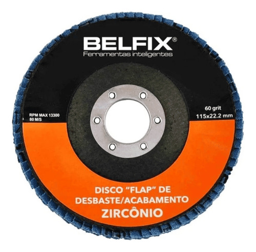 Disco Lixa Flap 4.1/2 115mm Grão 60 Zirconio Desbaste 10un