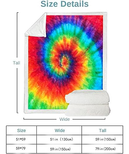 Yanr Rainbow Tie Dye Mantas Y Mantas Patrón Psicodélico En E