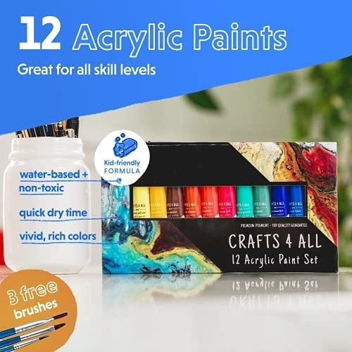 Imagen 2 de 8 de 12 Colores De Pintura Artesanal De 12 Ml Para Madera Lienzo