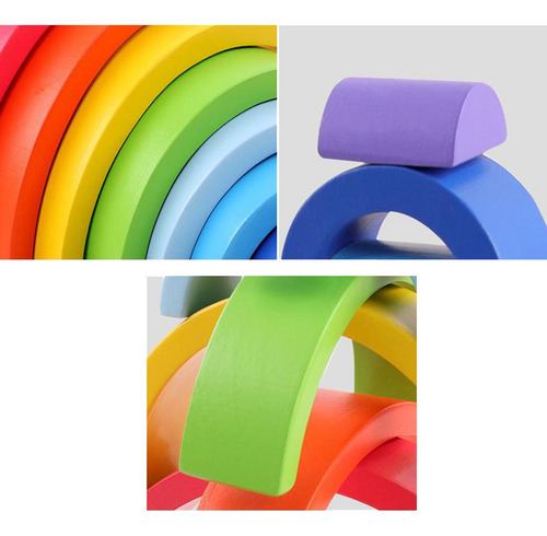 8 Piezas Arco Iris Construcción Apilamiento Bloques Diy