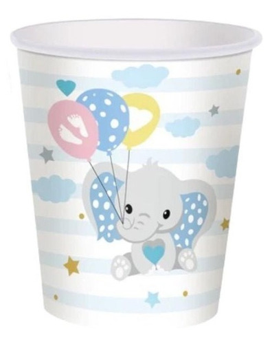 8 Vasos De Papel Para Baby Shower (elefante), 270ml.